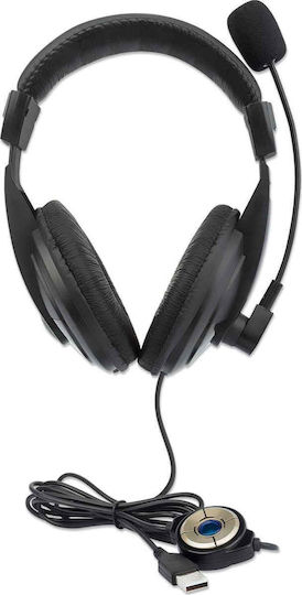 Manhattan Over Ear Multimedia Headphone with Microphone USB-A 179843