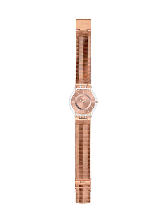 Swatch Hello Darling Μεταλλικό Μπρασελέ Ροζ Χρυσό 16.5mm