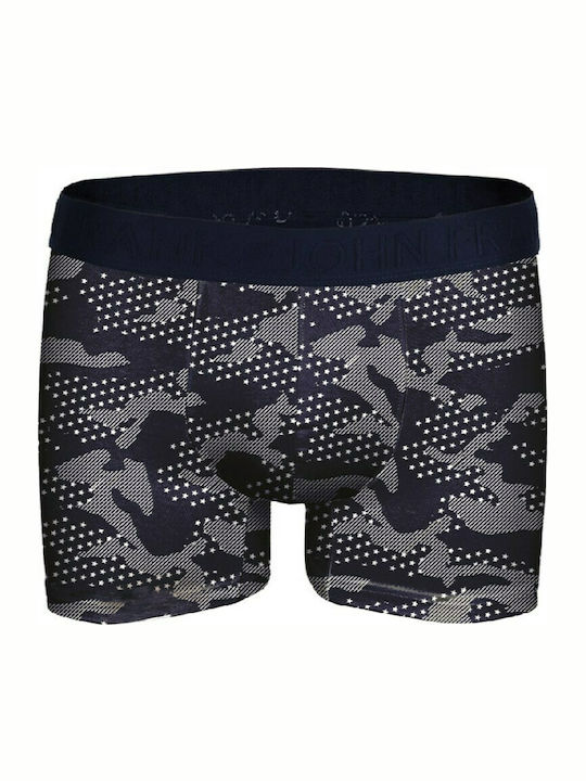 John Frank Herren Boxershorts Blau mit Mustern 1Packung