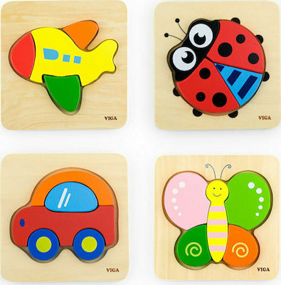 Wooden Kids Peg Puzzle Πασχαλίτσα for 3++ Years 4pcs Viga Toys