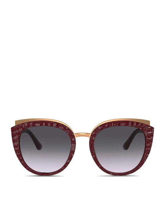 Dolce & Gabbana Women's Sunglasses with Burgundy Plastic Frame and Black Gradient Lens DG4383 3289/8G