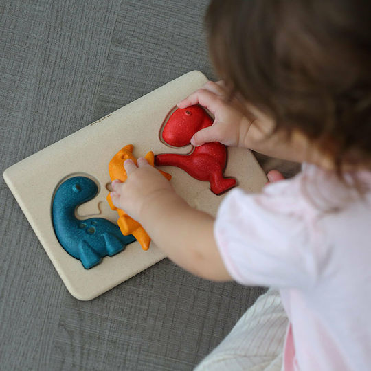 Ξύλινο Παιδικό Puzzle Σφηνώματα Δεινόσαυροι 3pcs Plan Toys