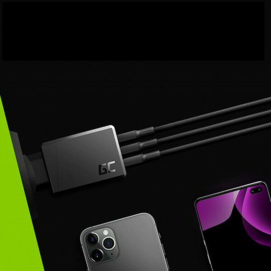 Green Cell Charger Without Cable with 3 USB-A Ports 30W Quick Charge 3.0 Blacks (CHARGC03)