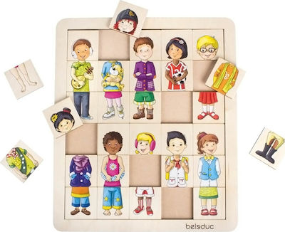 Wooden Kids Peg Puzzle Mix & Match Παιδάκια 30pcs Beleduc