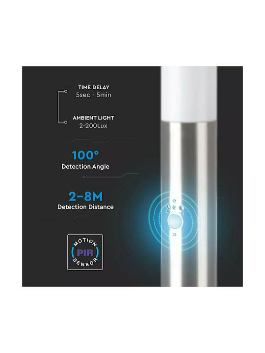 V-TAC Φωτιστικό Κολωνάκι Εξωτερικού Χώρου 60W IP44 για Ντουί E27 Ασημί