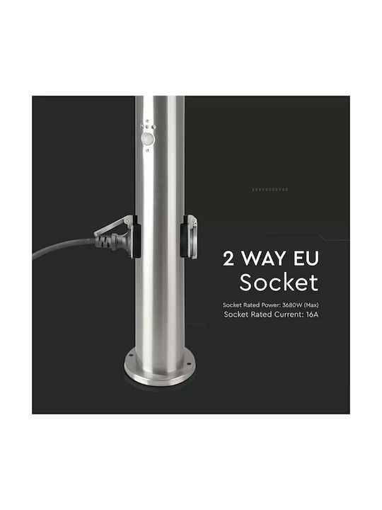 V-TAC Φωτιστικό Κολωνάκι Εξωτερικού Χώρου 60W IP44 για Ντουί E27 Ασημί