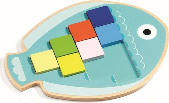 Wooden Kids Peg Puzzle Mosaic Fish for 3+ years+ Years 10pcs Djeco