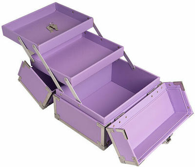 Artificial Leather Cosmetic Case Purple H16.5xW22xD16cm