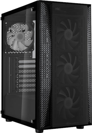 Silverstone FARA B1 PRO Gaming Midi Tower Κουτί Υπολογιστή με Πλαϊνό Παράθυρο και RGB Φωτισμό Μαύρο