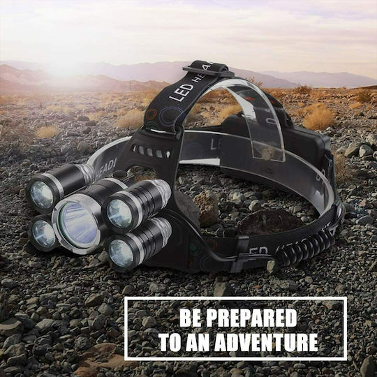 GloboStar Rechargeable Headlamp LED IP44 with Maximum Brightness 5000lm XML2-T6 50pcs Black