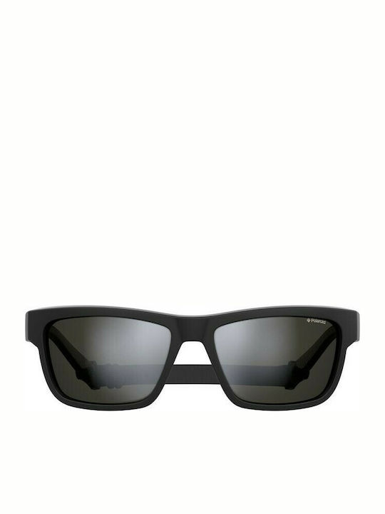 Polaroid Men's Sunglasses with Black Acetate Frame and Silver Polarized Mirrored Lenses PLD7031/S BSC/EX