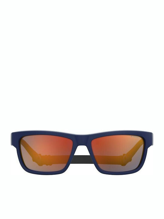 Polaroid Men's Sunglasses with Blue Plastic Frame and Orange Polarized Mirror Lens PLD7031/S 8RU/OZ