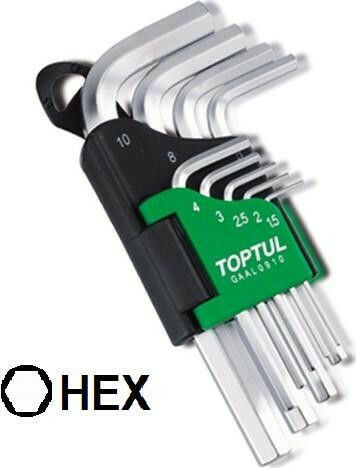 Toptul Σετ 9 Κλειδιά Allen σε Σχήμα L