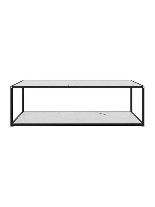 Square Glass Coffee Table Λευκό L120xW60xH35cm