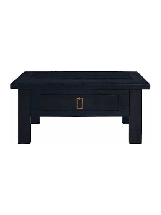 Square Solid Wood Coffee Table Μαύρο L68xW68xH30cm