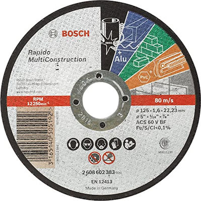 Bosch Δίσκος Κοπής Rapido Multi Construction 125mm Schneidscheibe 125mm 1Stück