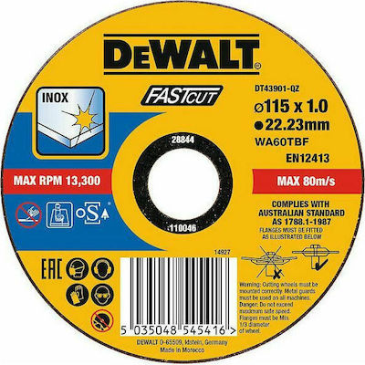 Dewalt Δίσκος Κοπής Inox DT43908 180mm 1τμχ