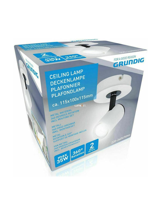Grundig Μονό Σποτ με Ντουί GU10 σε Λευκό Χρώμα