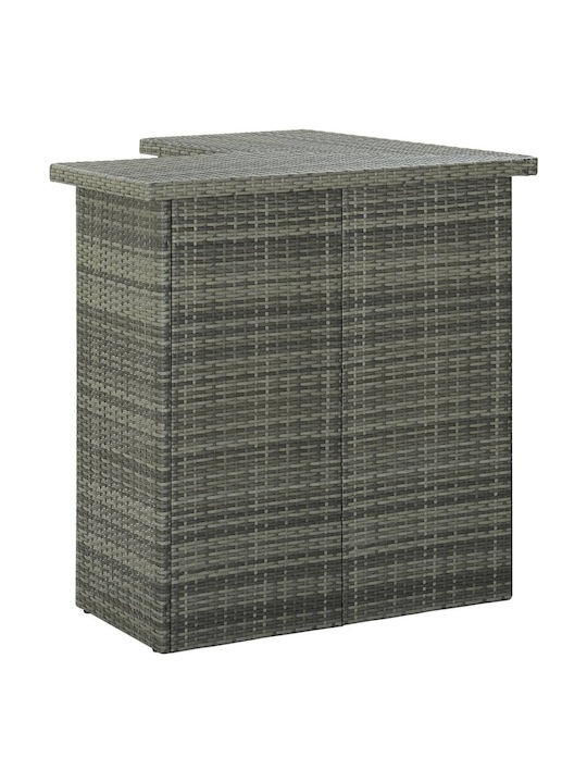 Τραπέζι Μπαρ Εξωτερικού Χώρου Rattan Γκρι 100x50x105εκ.