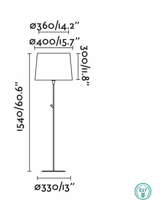 Faro Barcelona Conga Floor Lamp H154xW33cm. with Socket for Bulb E27 White
