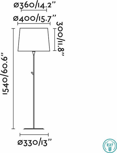Faro Barcelona Conga Stehleuchte H154xB33cm. mit Fassung für Lampe E27 Weiß