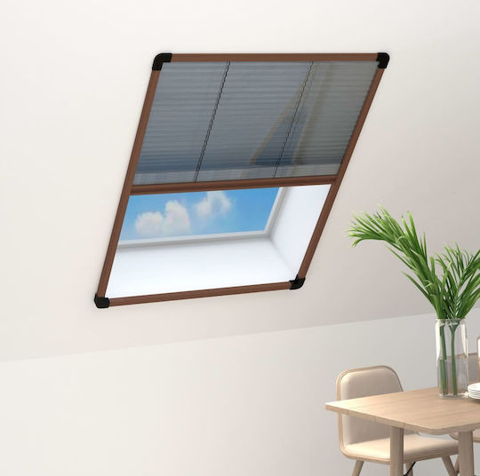 vidaXL Σίτα Παραθύρου Πλισέ από Fiberglass Καφέ με Πλαίσιο 100x80cm