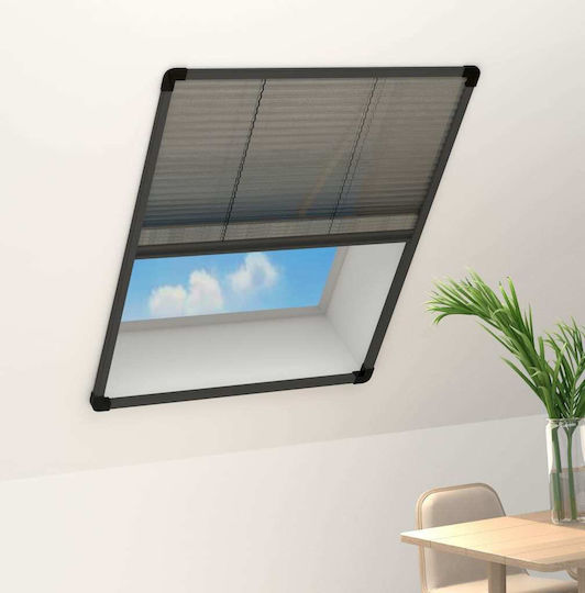 vidaXL Fiberglass Pleated Window Mosquito Net Black With Frame 100x80cm