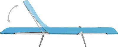 vidaXL Foldable Steel Beach Sunbeds Blue 182x55x24cm 2pcs