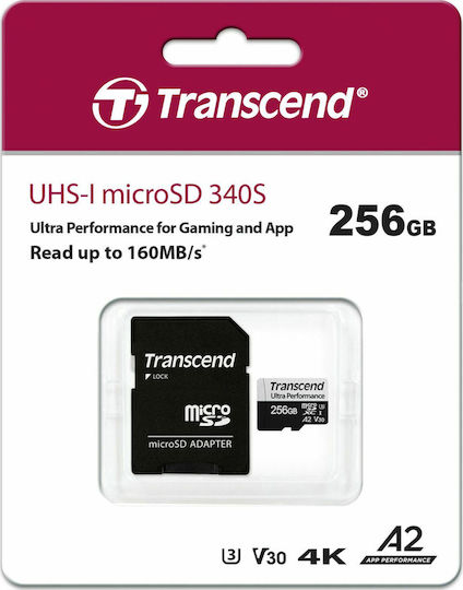 Transcend 340S microSDXC 256GB U3 V30 A2 UHS-I 160MB/s с адаптер