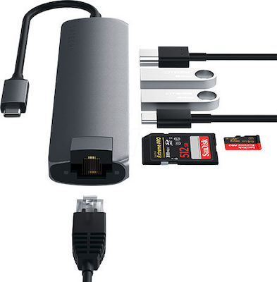 Satechi USB-C Stație de andocare cu HDMI 4K PD Ethernet Gri (ST-UCSMA3M)
