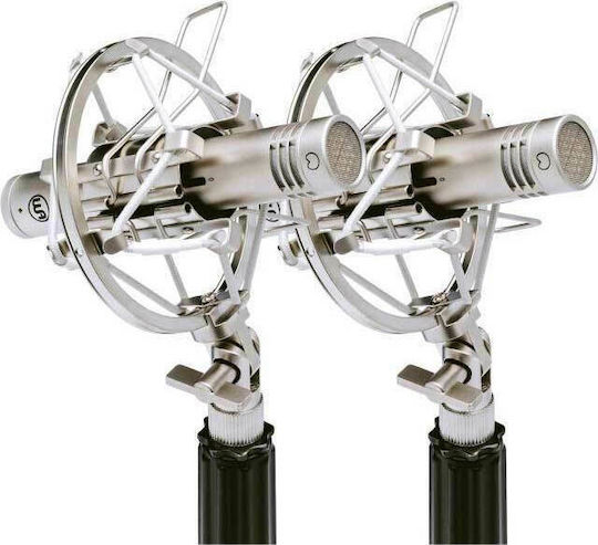 Warm Audio WA-84 Pair Condenser (Small Diaphragm) Microphone XLR Shock Mounted for Studio Nickel in Silver Color