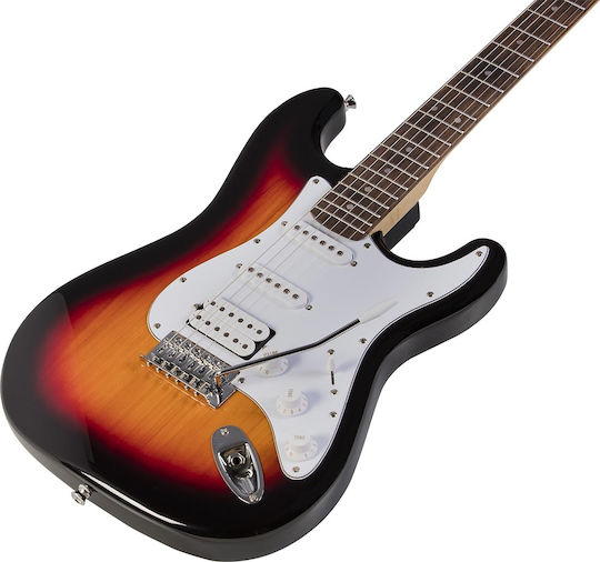 Soundsation Rider Standard H Elektrische Gitarre mit HSS Tonabnehmerkonfiguration Sunburst
