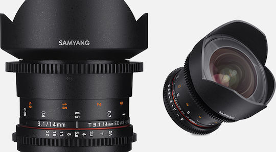 Samyang Full Frame Camera Lens 14mm T3.1 ED AS IF UMC VDSLR Fisheye for Nikon F Mount Black