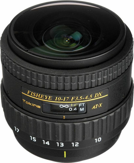 Tokina Crop Camera Lens AT-X 107 10-17mm F3.5-4.5 AF DX Wide Angle Zoom / Fisheye for Nikon F Mount Black