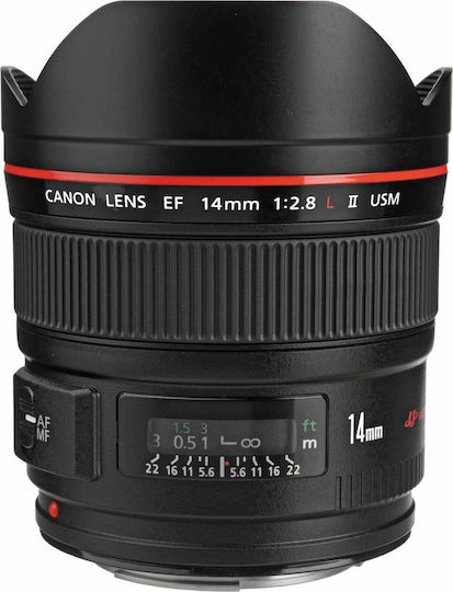 Canon Full Frame Φωτογραφικός Φακός 14mm f/2.8L II USM Wide Angle για Canon EF Mount Black