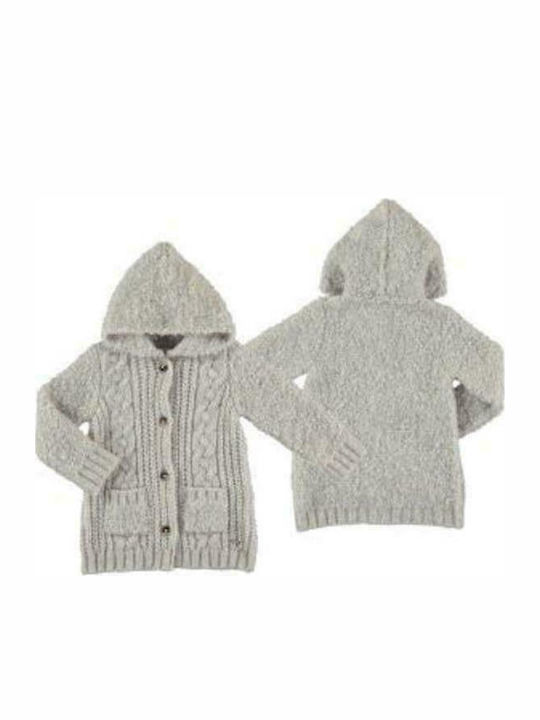 Mayoral Girls Knitted Hooded Cardigan Gray