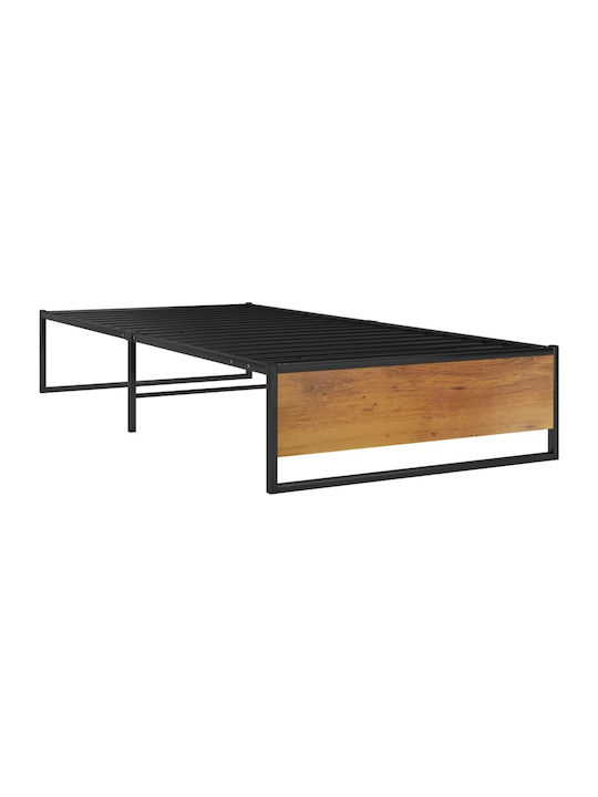 Einzelmetallbett Schwarz mit Lattenrost für Matratze 100x200cm