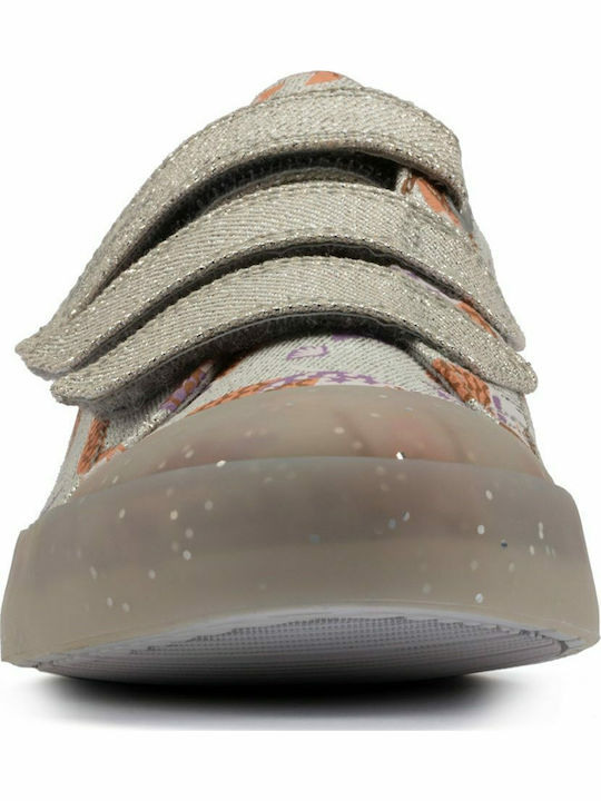 Foxing Print Kids Sneakers Anatomic with Scratch Silver