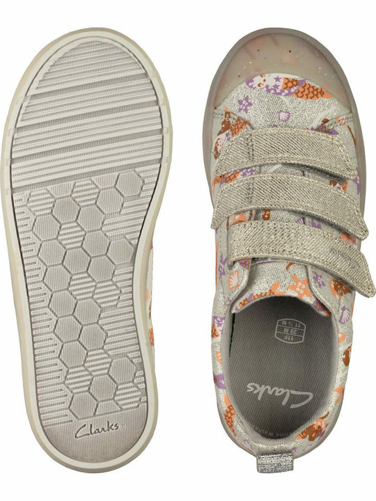 Foxing Print Kids Sneakers Anatomic with Scratch Silver
