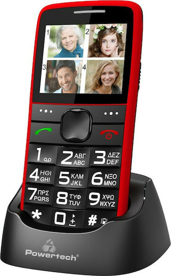 Powertech Sentry Eco Dual-SIM Handy mit Großen Tasten (Griechisches Menü) Rot
