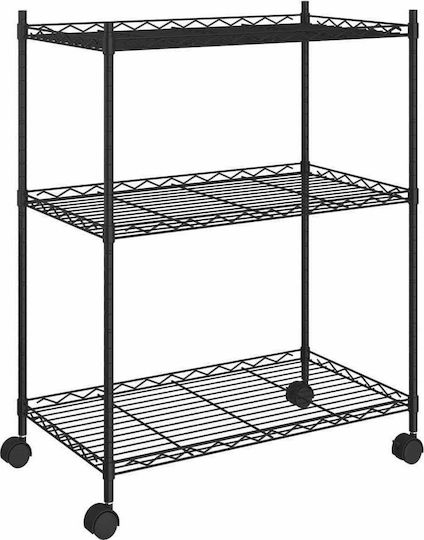 vidaXL Metallisches Küchenwagen Mit 3 Ebenen Schwarz 60x35x81cm