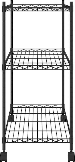 vidaXL Metallisches Küchenwagen Mit 3 Ebenen Schwarz 60x35x81cm