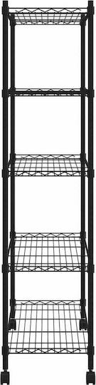 vidaXL Metallisches Küchenwagen Mit 5 Ebenen Schwarz 75x35x155cm