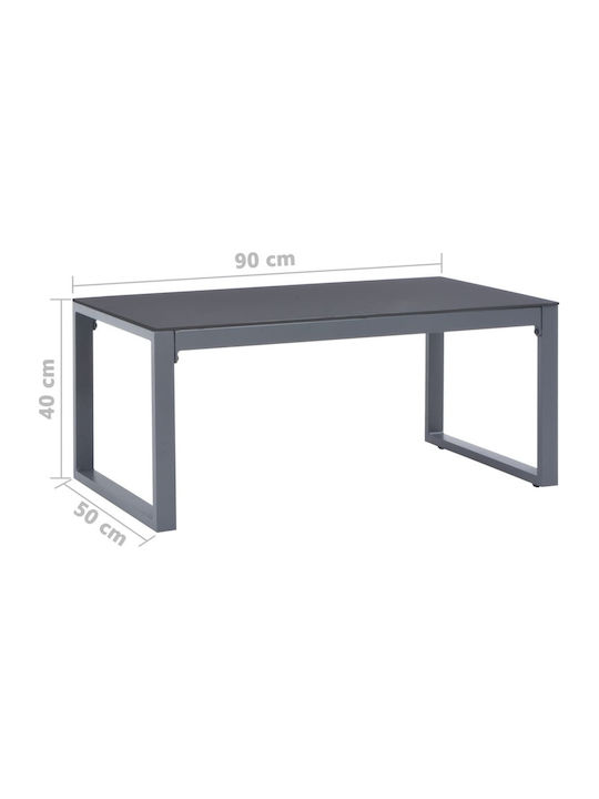 Rectangular Central Aluminum Coffee Table Gray M90xW50xH40cm