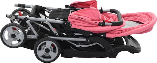 vidaXL Double Stroller Suitable from 6+ Months Pink & Black
