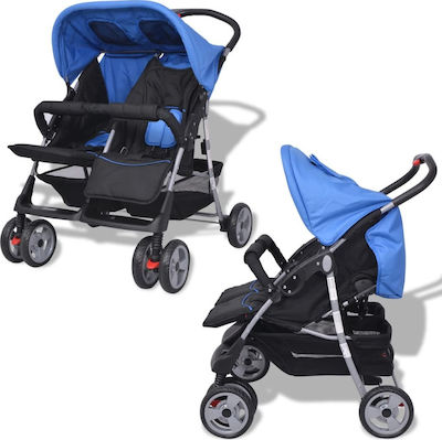 vidaXL Doppelter Kinderwagen Geeignet ab 6+ Monaten Blue & Black