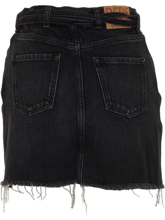 Rachel Denim High-waisted Mini Skirt Black