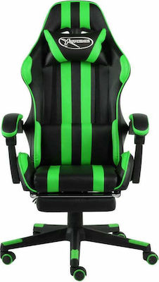 vidaXL Racing με Υποπόδιο Artificial Leather Gaming Chair with Footrest Green