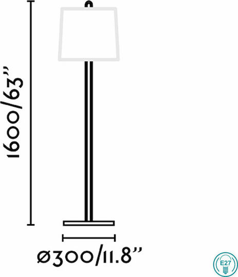 Faro Barcelona Montreal Stehleuchte H160xB30cm. mit Fassung für Lampe E27 Schwarz