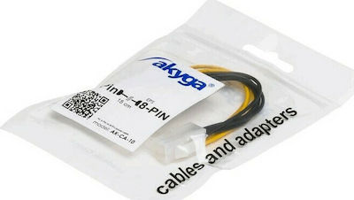 Akyga 4-Pin EPS female - 8-Pin EPS male Cable 0.15m Κίτρινο (AK-CA-10)